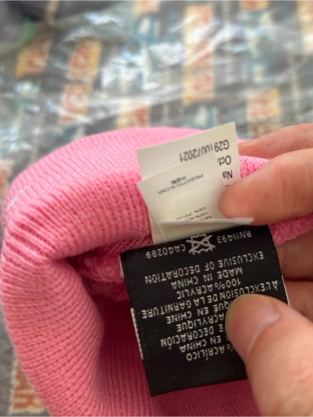 Supreme Pink Knit Beanie with White NY Logos - Picture 6 of 7